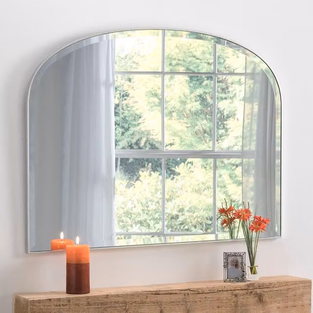 Yearn Simplicity Arch Bevelled Mantle Wall Mirror in Silver