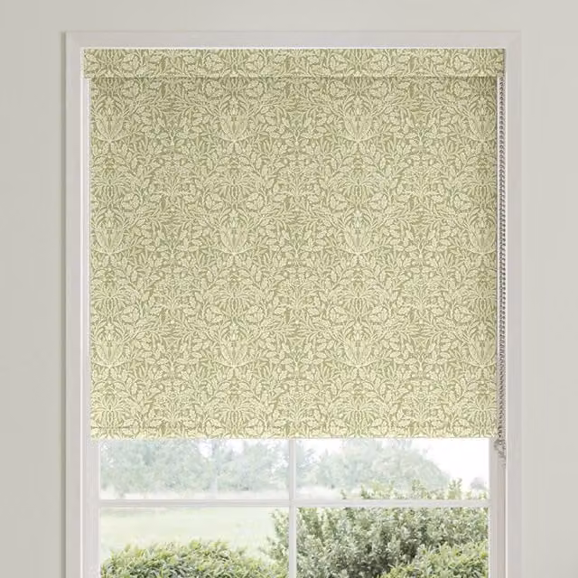 William Morris Acorn Translucent Made To Measure Roller Blind in Lichen Green