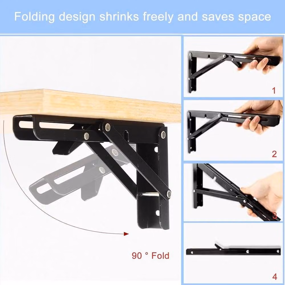 PAWNORA Heavy Duty Matt Black Fold Up Angle Bracket Shelf, Width: 40 cm – 3