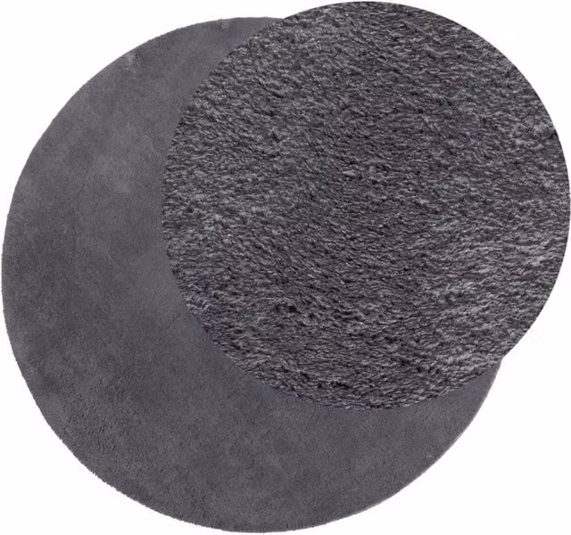 Berkfield Home Round Short Pile Soft and Washable Rug in Anthracite, Diameter: 100 cm