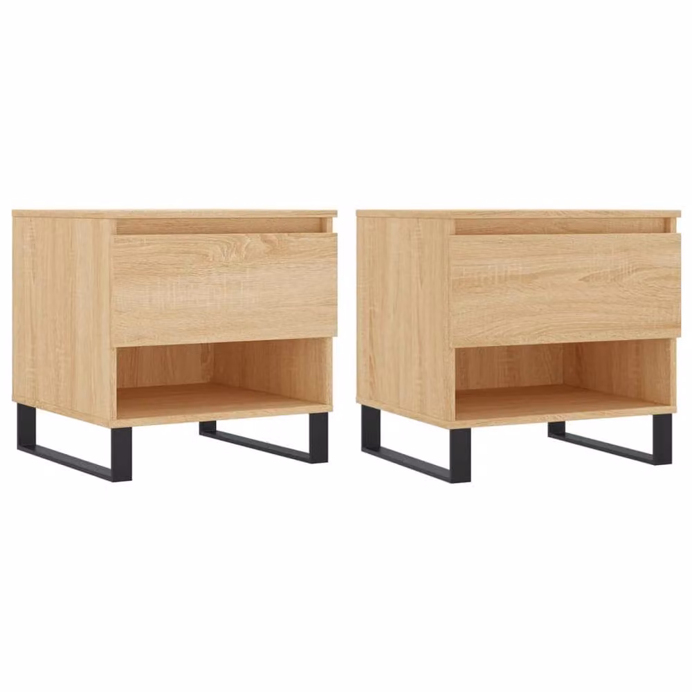 Berkfield Home Modern Nested Coffee Table Set of 2 in Sonoma Oak, W/D/H: 50 x 46 x 50 cm – 2