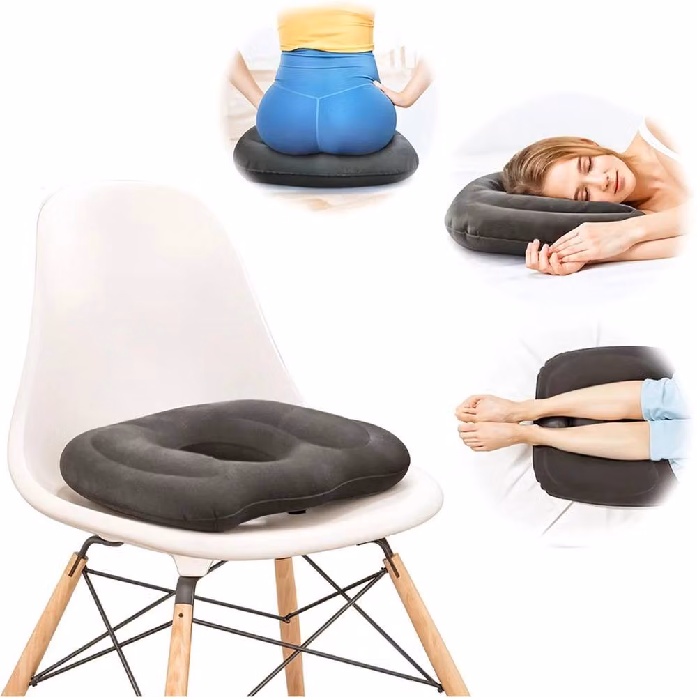 SPETLEK Grey Blow Up Contoured Coccyx Cushion for Hemorrhoid and Seat Pain Relief – 6