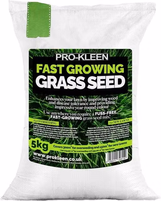 ProKleen Fast Growing Grass Seed, 5kg, for New Lawns, Overseeding and Patch Repair – 1