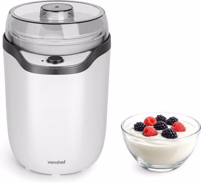 Vonshef Yoghurt Maker Machine with Strainer in Silver and White