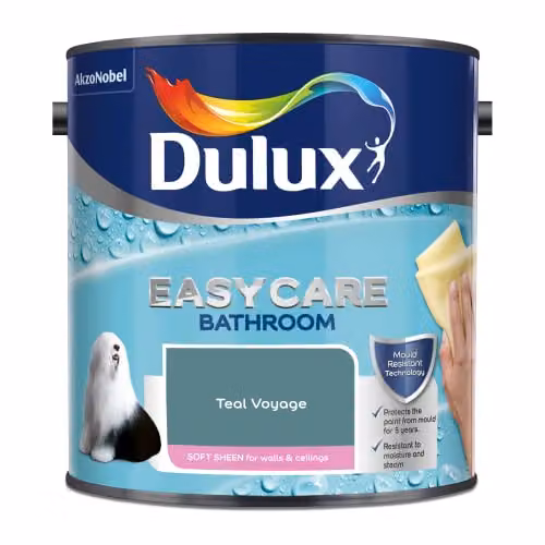 Dulux Easycare Bathroom Mould Resistant Soft Sheen Paint - Petrol Blue - 2.5L – 2