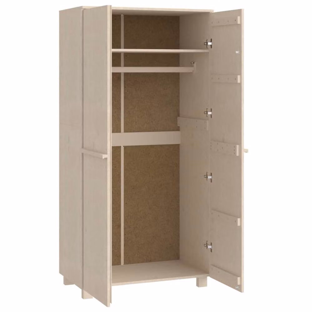 Berkfield Home HAMAR Wardrobe in Honey Brown and Light Beige, Solid Pine Wood, W/D/H: 89 x 50 x 180 cm – 2