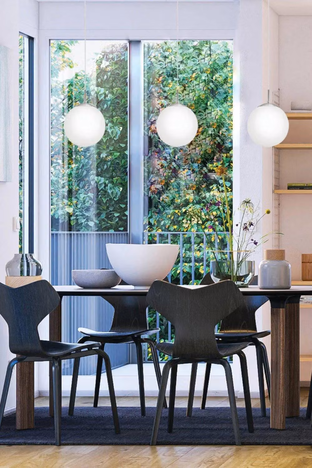 Eglo Rondo White Glass and Metal Suspended Sphere Pendant Light – 3