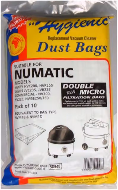Numatic Vacuum Cleaner Bags, White, Pack of 10