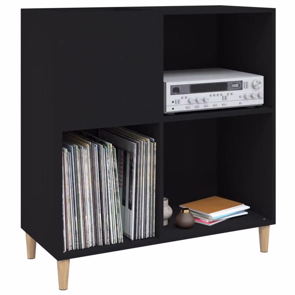 Berkfield Home Record Cabinet in Black, W/D/H: 84.5 x 38 x 89 cm – 2