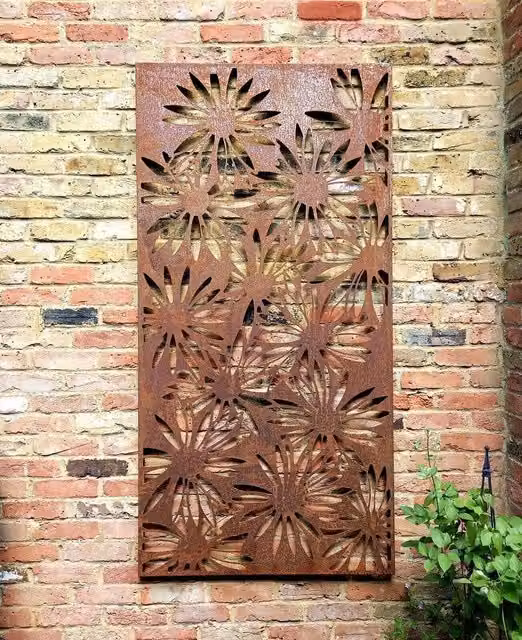 F&G Supplies Daisies Decorative Steel Garden Screen Wall Art, Grey, H: 180 cm x W: 90 cm – 1