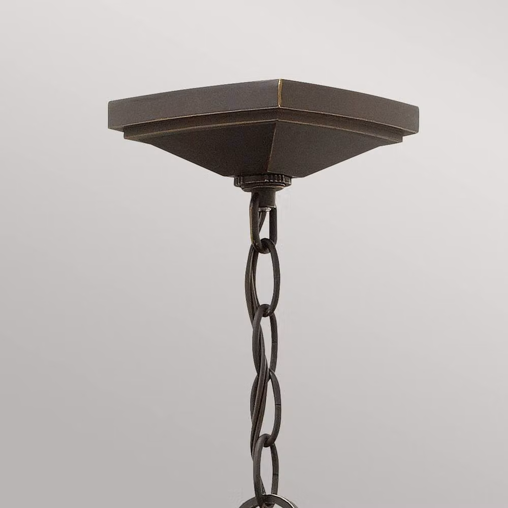 Netlighting Manhattan 1 Light Outdoor Ceiling Chain Lantern in Oil Rubbed Bronze and Brown with E27 Socket – 2
