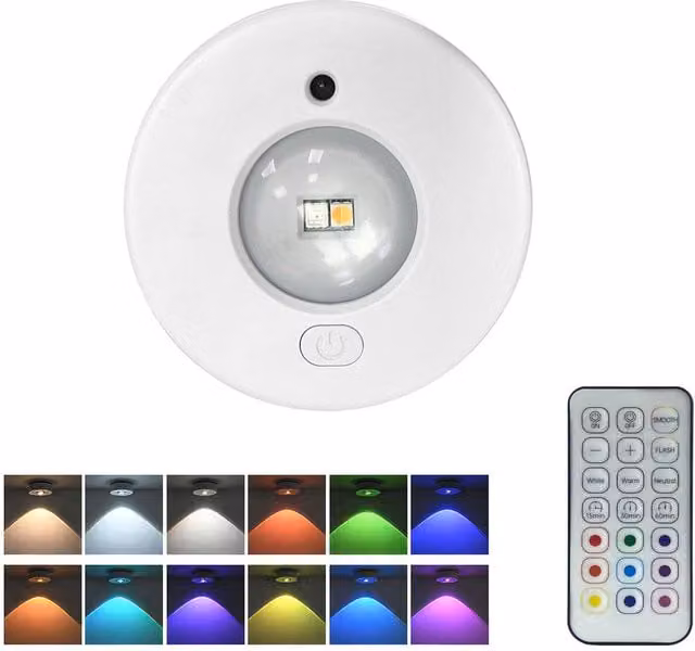 INMTFEI Rechargeable RGBW Magnetic Puck Light with Remote Control in White
