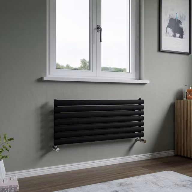 Agadon Neo Horizontal Oval Tube Designer Radiator in Black, W/D/H: 41.0 x 18.0 x 180.0 cm – 1