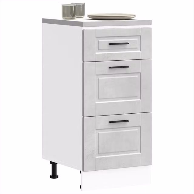 Berkfield Home Porto Modern Kitchen Base Cabinet in Matt Concrete Grey Engineered Wood