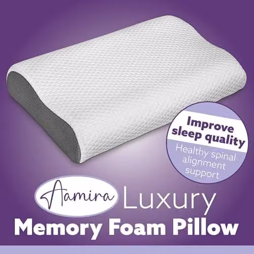 Aamira Orthopaedic Cervical Memory Foam Neck Pillow with Removable Bamboo Cover in White or Grey – 3