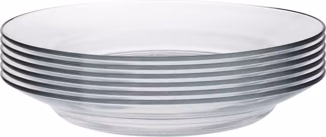 Duralex Lys Glass Soup Plates, Pack of 12, Transparent, Diameter: 23 cm