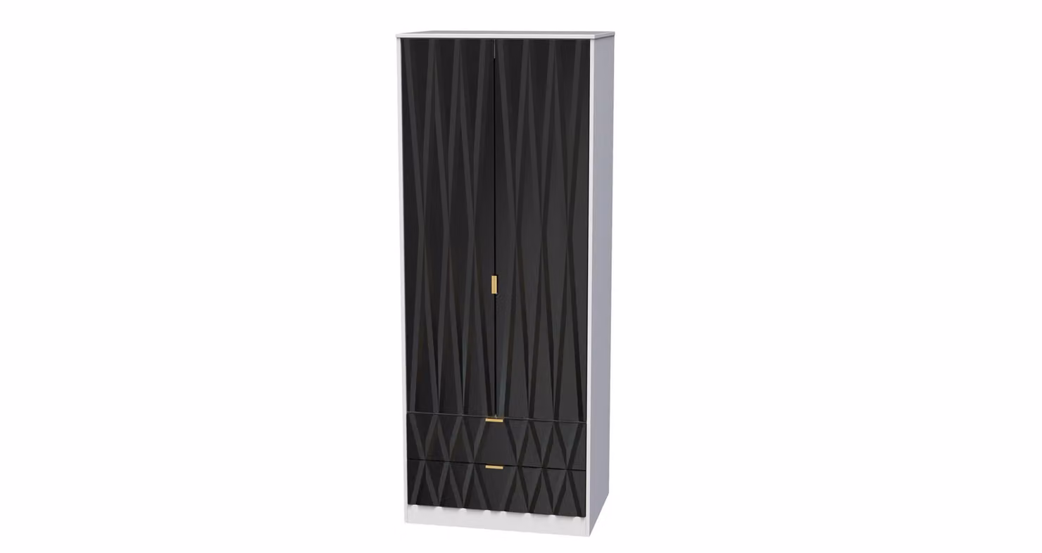 Ready Assembled 2 U Dallas 2 Door 2 Drawer Wardrobe in Black and Gold – 2
