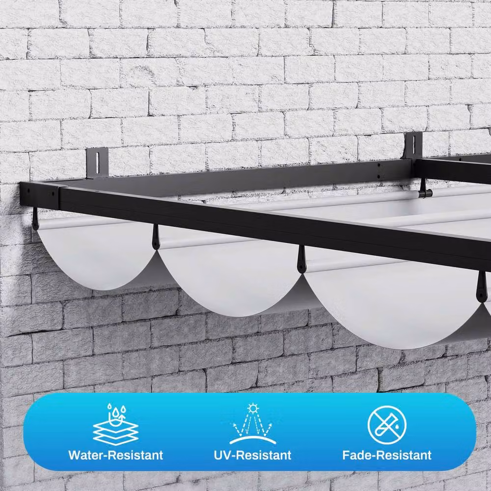 Gartistgo Grey Lean-To Pent Pergola with Retractable Polyester Roof Canopy – 4