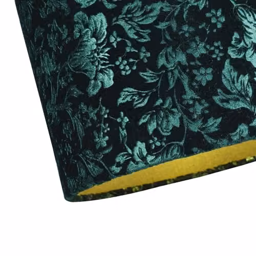Happy Homewares Floral Decorated Forest and Emerald Green Velvet Fabric Cylinder Lampshade with Inner Cotton Lining, Diameter: 25 cm – 2