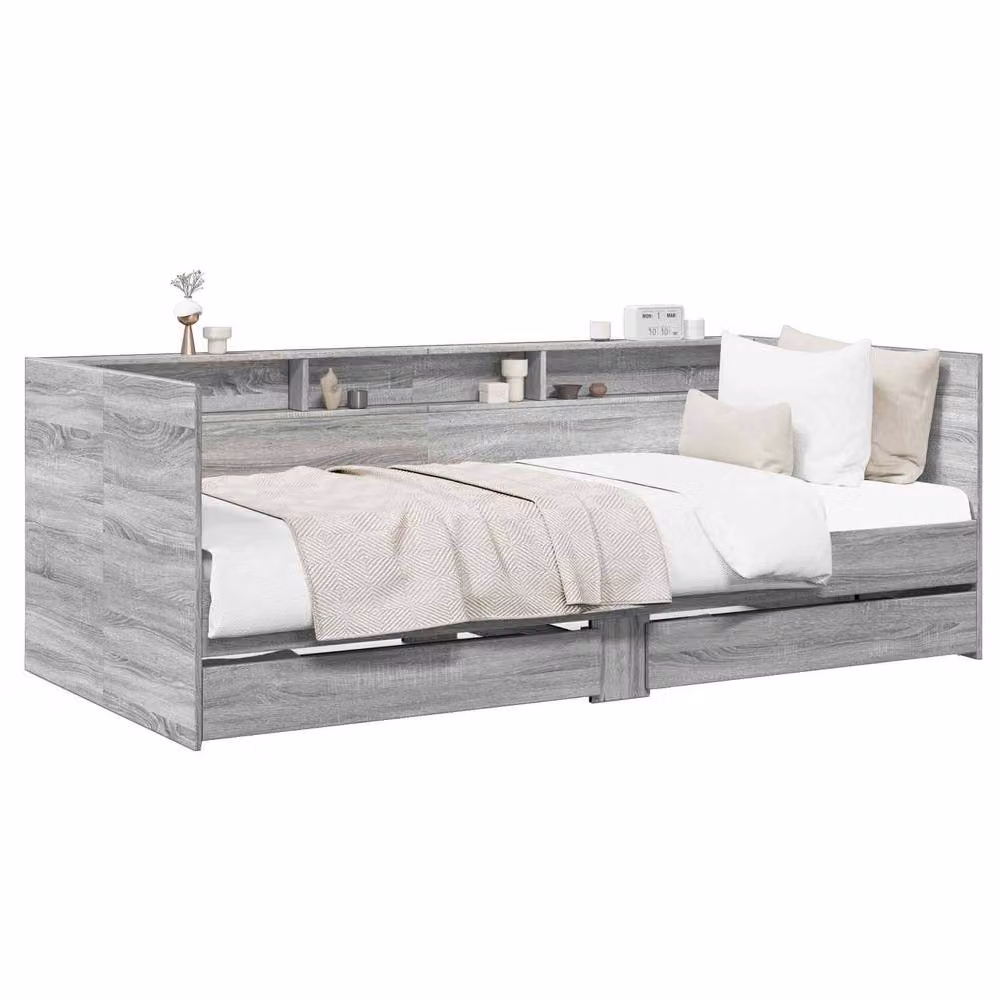 Berkfield Home Modern Bed Frame with Storage Drawers in Grey Engineered Wood W/D/H: 80 x 200 x 73 cm – 2