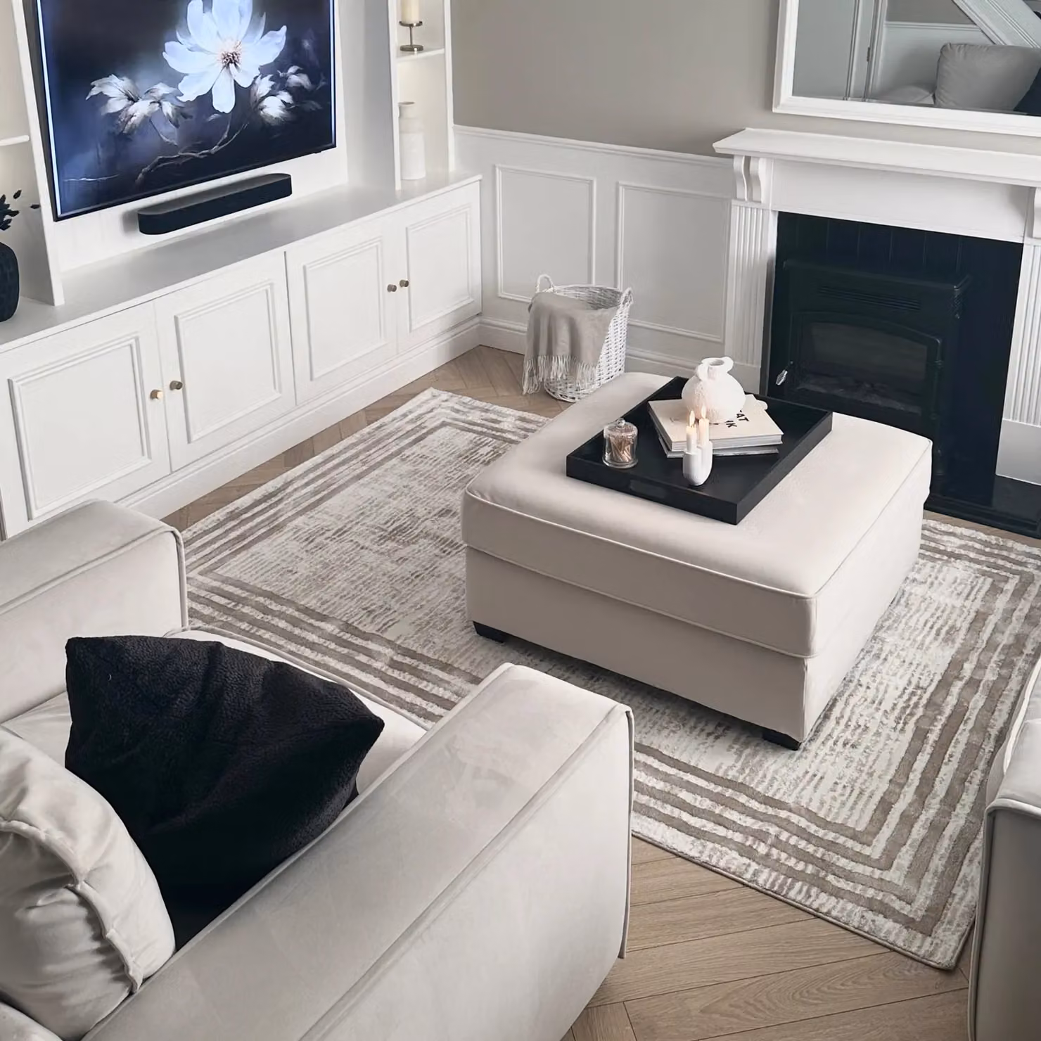 London Rug Company Phoebe Luxury Modern Short Pile Rectangular Rug in Beige, Brown and White, W: 160 cm, D: 230 cm – 2