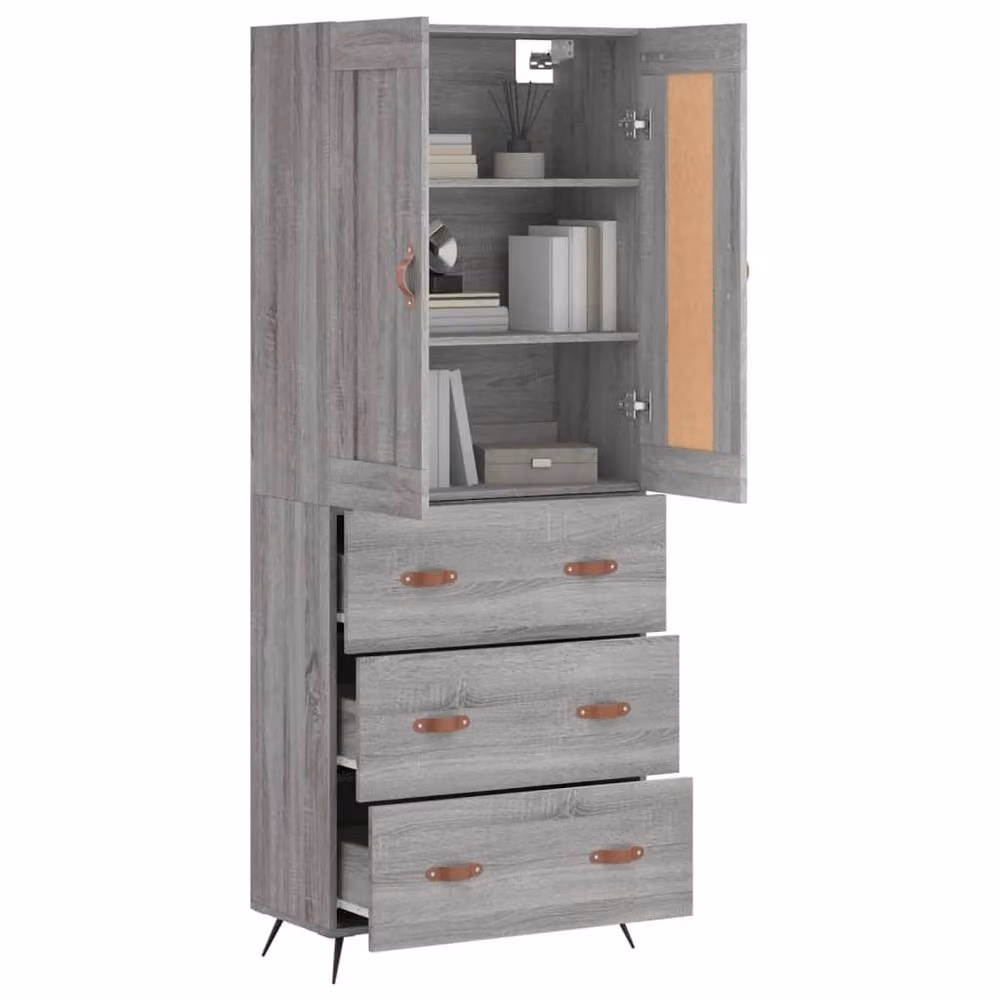 Berkfield Home Grey Sonoma Highboard, W/D/H: 69.5 x 34 x 180 cm – 3