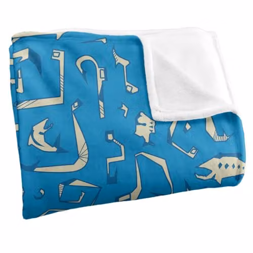 JQ Licensing Blue Fishing Hooks Silky Touch Super Soft Fleece Throw Blanket W/D/H: 91 x 147 cm – 2