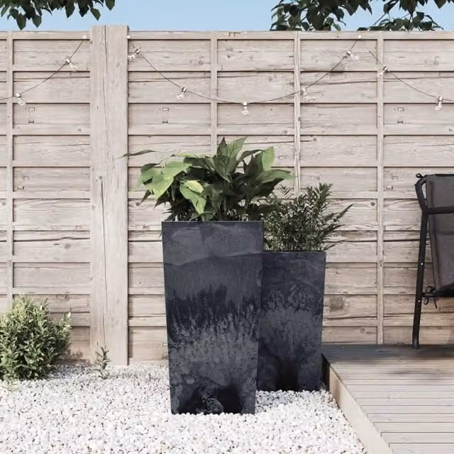 Berkfield Home Planter with Removable Inner Anthracite, Black Concrete Look, 21/49 L
