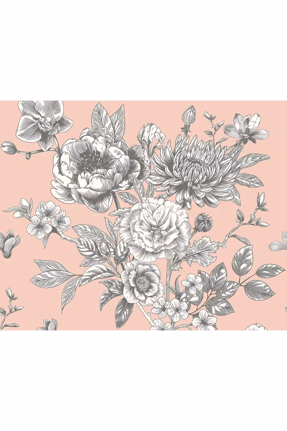 Origin Murals Large Rose Toile Wall Mural in Baby Pink, W: 300 cm x H: 240 cm – 2