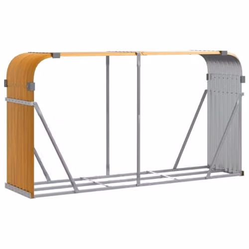vidaXL Log Holder in Wood Look, Galvanised Steel, W: 180 cm, D: 45 cm, H: 100 cm – 1
