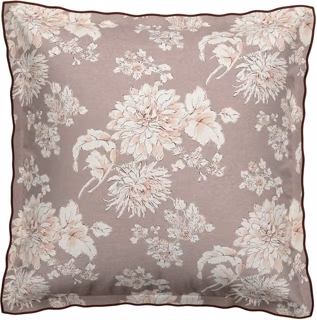 Bedeck of Belfast Kassi Pair of Square Oxford Pillowcases, Dusky Pink Cotton Percale Floral
