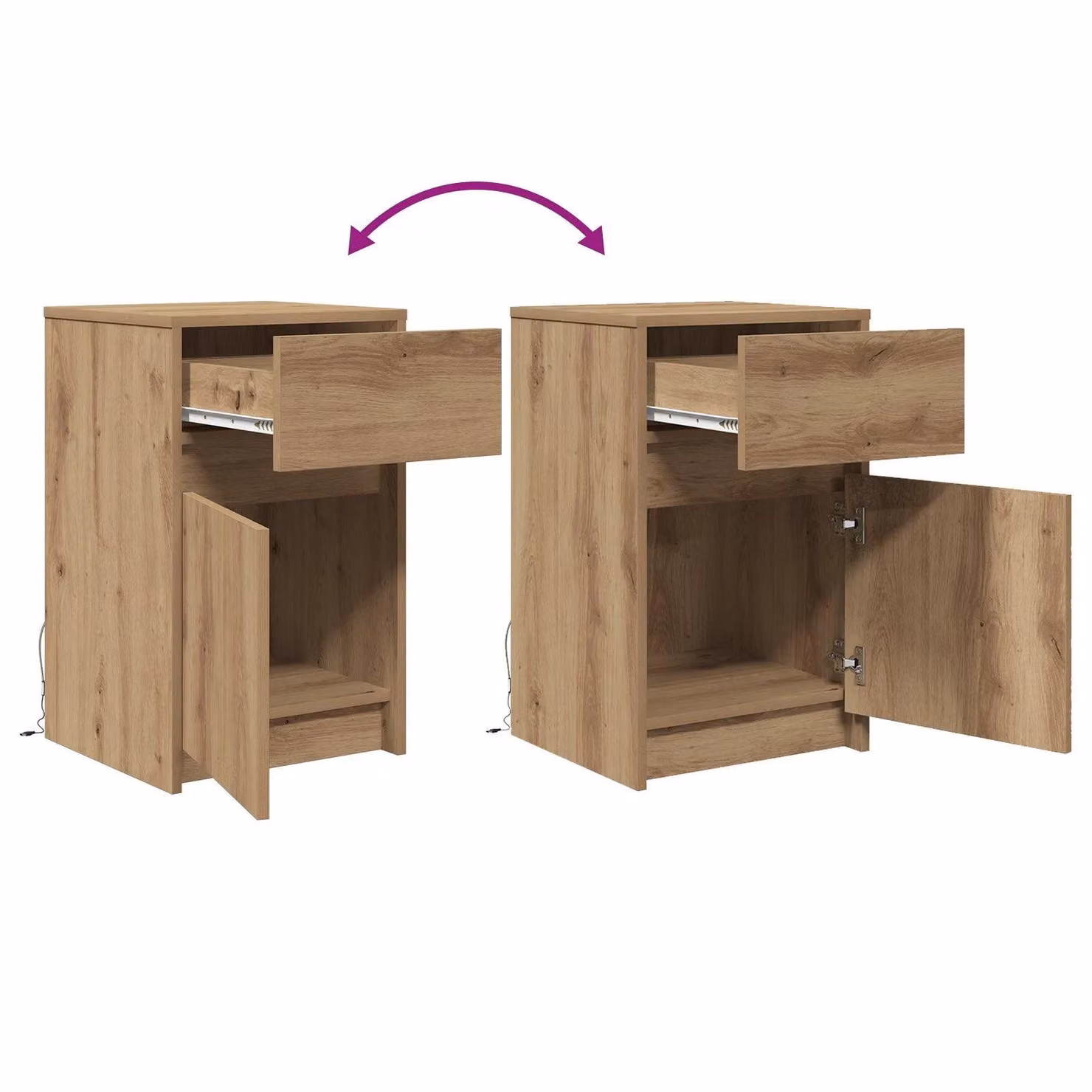 Berkfield Home Artisan Oak Bedside Cabinet in Brown, W/D/H: 38 x 34 x 61 cm – 3