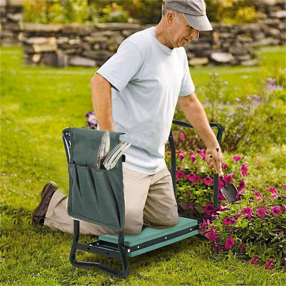 Nordara Folding Garden Kneeler Seat Stool with Tool Bag in Green – 6
