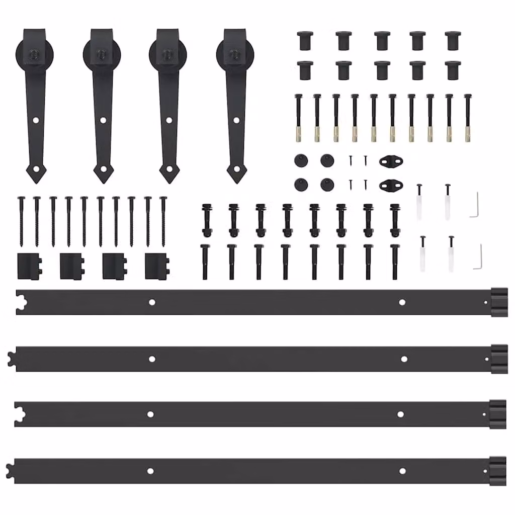Berkfield Home Sliding Door Hardware Kit, Black Steel, 305 cm – 2