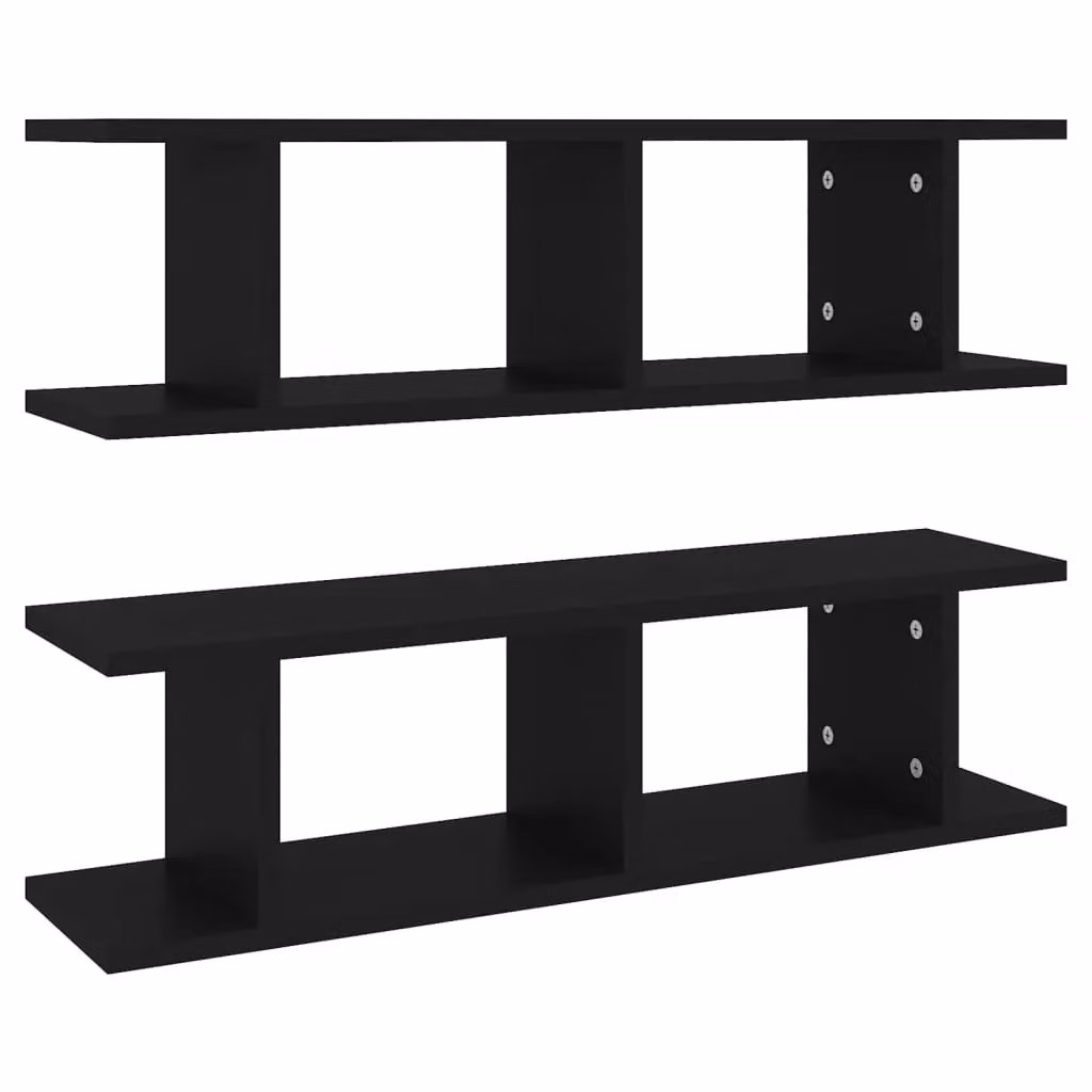 Berkfield Home Black Wall Mounted Cube Shelves, Set of 2, W: 75 cm, D: 20 cm, H: 20 cm – 2
