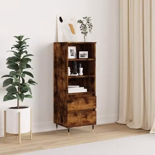 vidaXL Highboard in Smoked Oak and Brown, W/D/H: 40 x 36 x 110 cm – 2