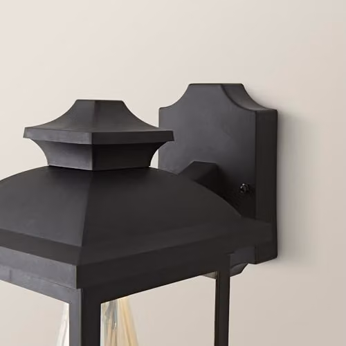 ValueLights Leo Matte Black Traditional Lantern IP44 Outdoor Wall Light – 3