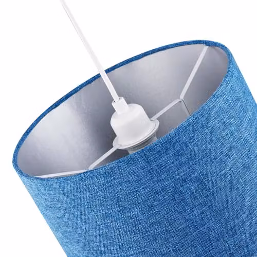 Happy Homewares Modern Round Blue and Silver Fabric Drum Lampshade, Diameter: 30 cm – 3