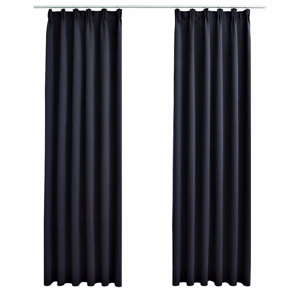 Berkfield Home Blackout Curtains with Hooks, 2 Pack, Anthracite, W: 140 cm, H: 245 cm – 2