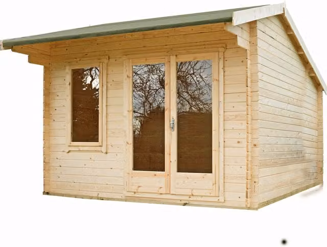 Shire Marlborough Rustic Pent Log Cabin with Window, Brown, Untreated