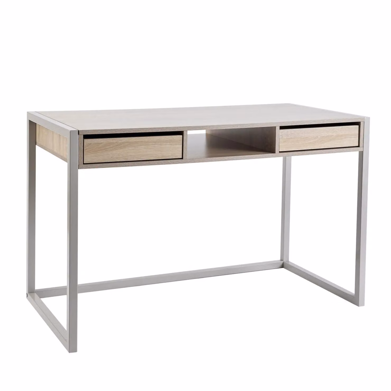 Home Source Modern Computer Desk with Single Pedestal and Storage in Oak – 3