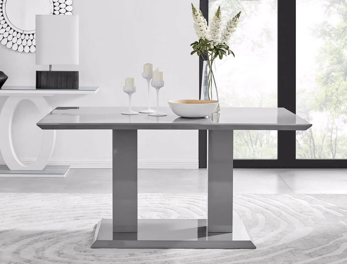 FurnitureboxUK Imperia High Gloss Grey Rectangular Dining Table and 6 Halleyy Taupe Chairs – 5