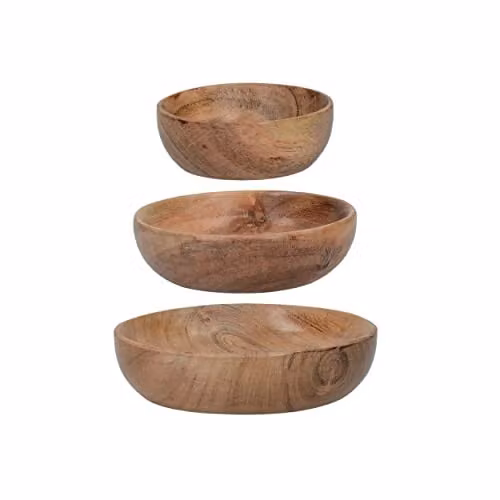 Artesa Set of 3 Brown Acacia Wood Salad Serving Bowls