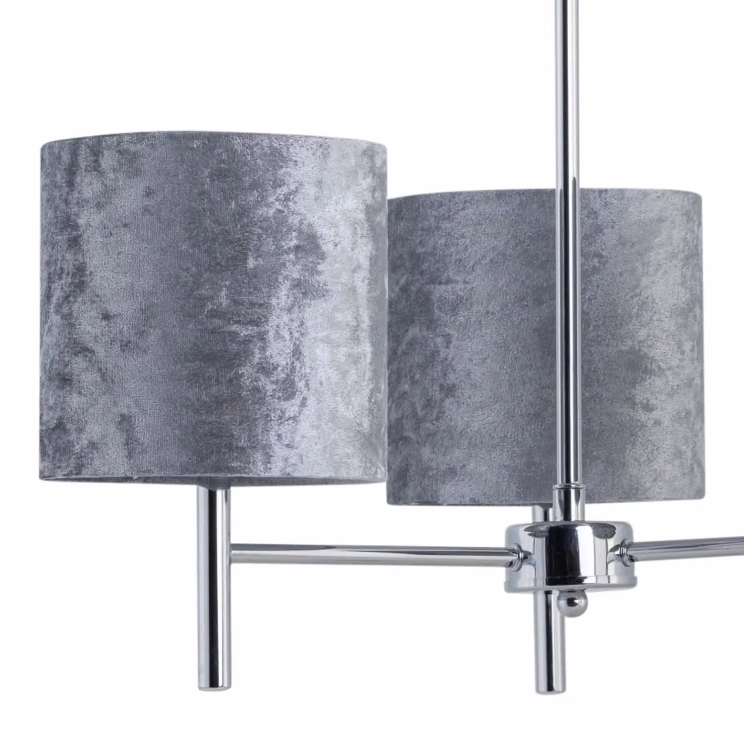First Choice Lighting Brea Chrome 3 Light Ceiling Fitting with Grey Fabric Shades – 2