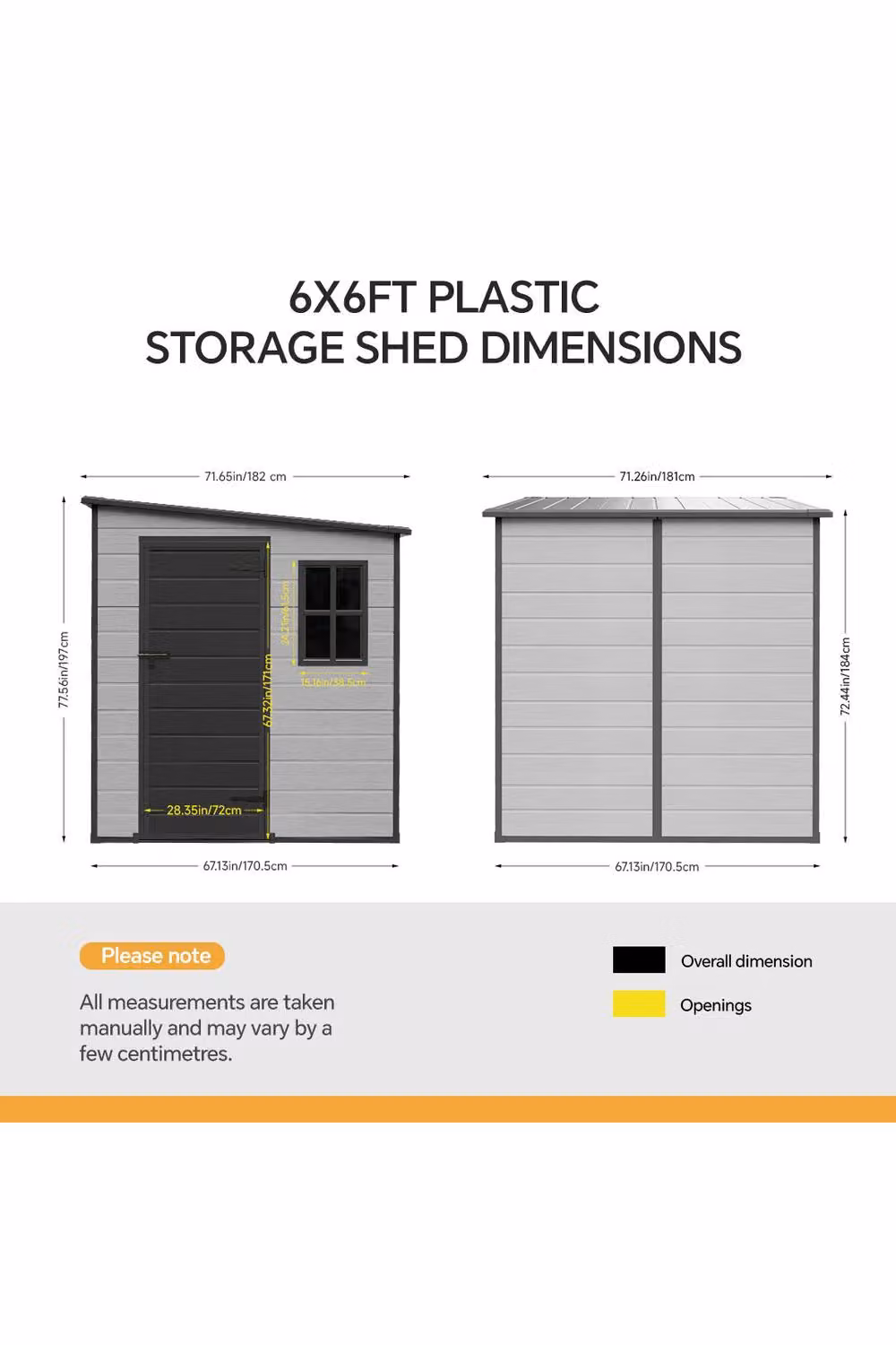Living and Home Grey Plastic Pent Outdoor Garden Storage Shed with Single Door, W/D/H: 182.88 x 182.88 x 197.0 cm – 3