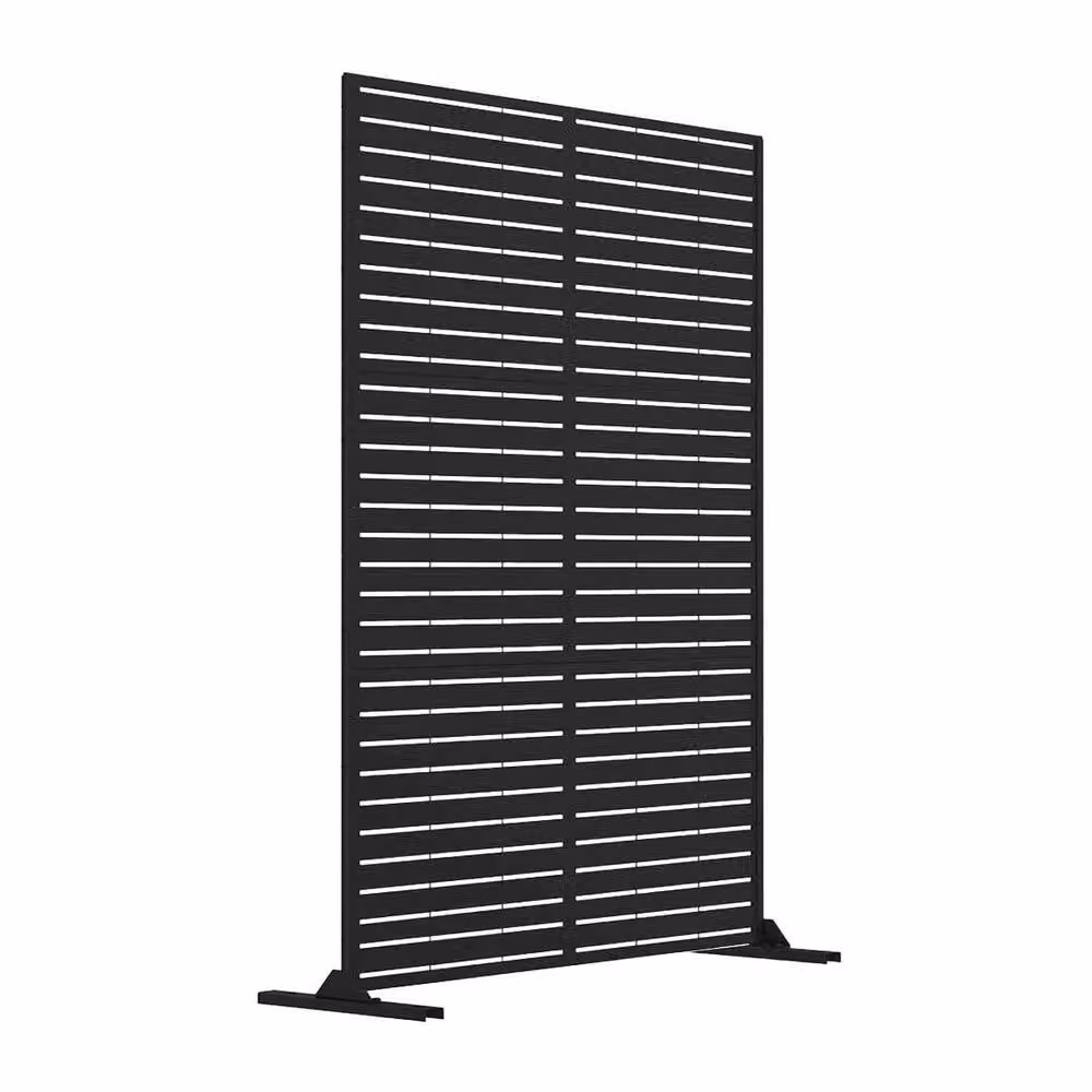 Nicoman Metal Outdoor Privacy Screen with Stand, Black, W: 90 cm, D: 40 cm, H: 180 cm – 2