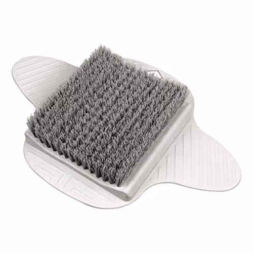 mysmartbuy Grey Silicone Bath or Shower Floor Foot Brush with Hard-Wearing Bristles and Anti-Slip Suction Cup Base, W: 23.5 cm, D: 35 cm, H: 5.5 cm – 2