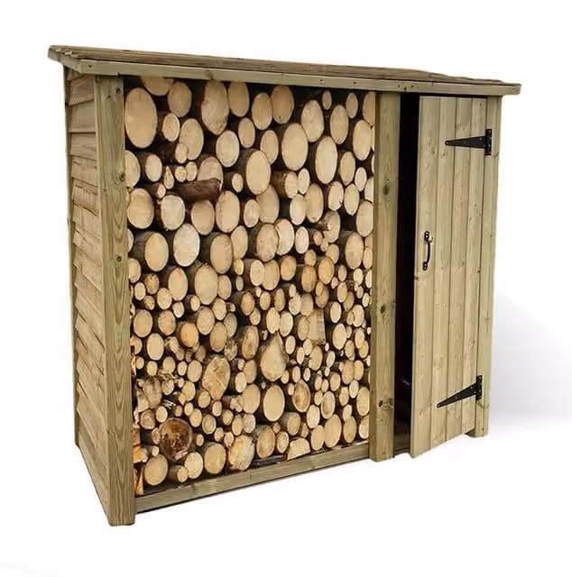 Churnet Valley Garden Furniture Ltd Heavy Duty Wood Logstore with Tool Shed and Kindling Storage in Brown, H 180 x W 180 x D 60 cm – 1