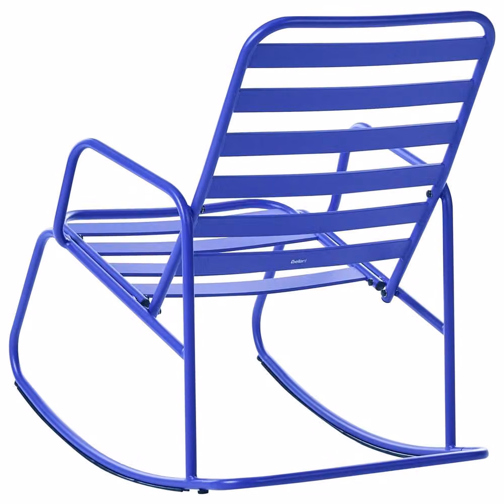 Wyld Haus Blue Aluminium Slatted Modern Outdoor Garden Rocking Chair – 3
