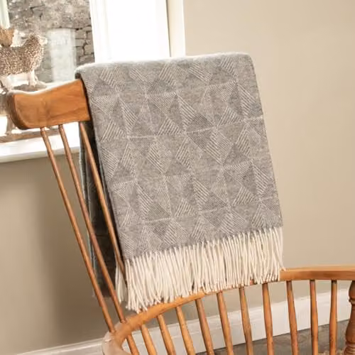 Simply Sheepskin Grey Jacquard Woven Wool Blanket, W/D/H: 140 x 200 cm – 2